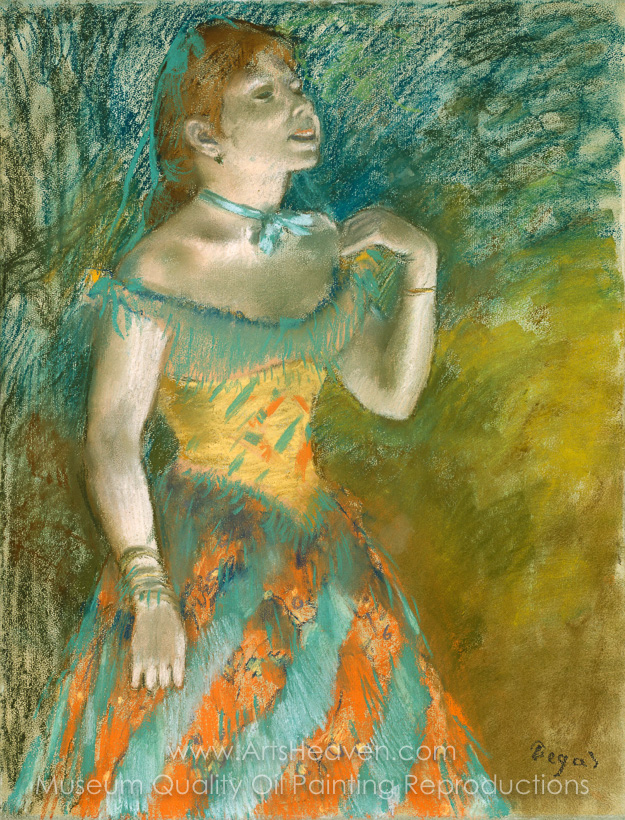 625x820 Reproduction Painting Edgar Degas The Singer In Green, Hand - Singer Painting