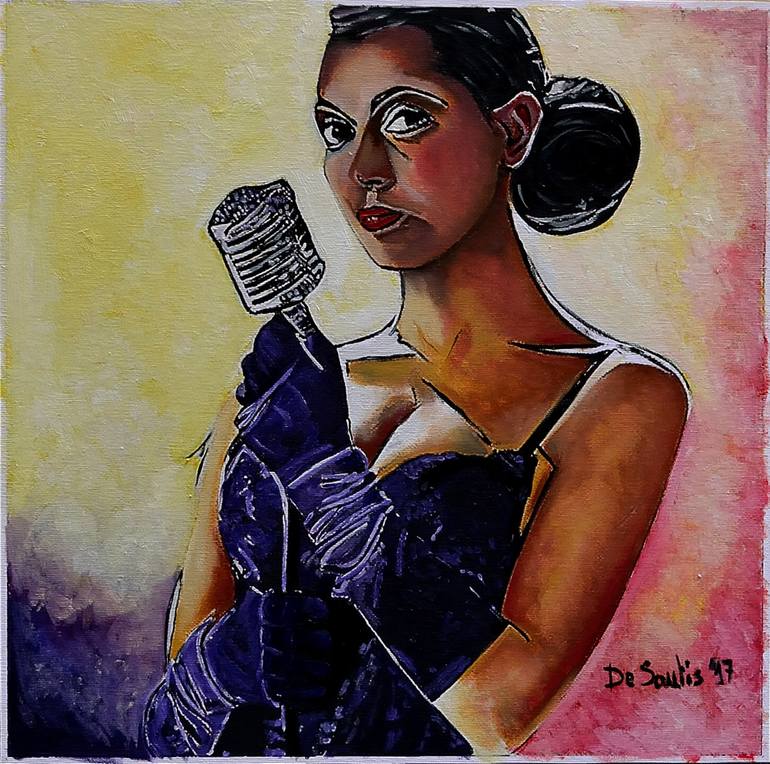 770x764 Saatchi Art Jazz Singer Painting By Fabrizio De Santis - Singer Painting