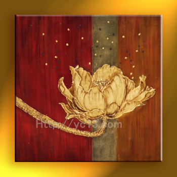 350x350 Factory Direct Wholesale Gold Flower Canvas Oil Painting - Single Flower Oil Painting