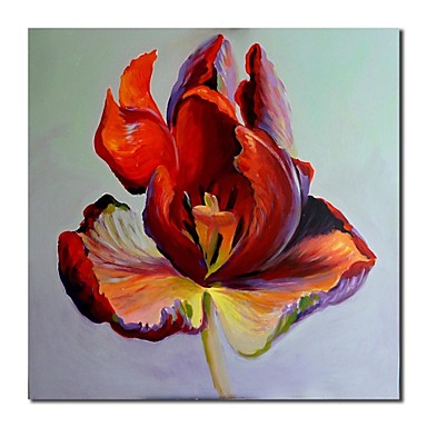 384x384 Painted Oil Painting Floral Single Red Flower - Single Flower Oil Painting