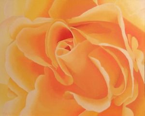 300x240 Orange Yellow Rose Original Oil Painting Single Flower Artwork - Single Flower Oil Painting
