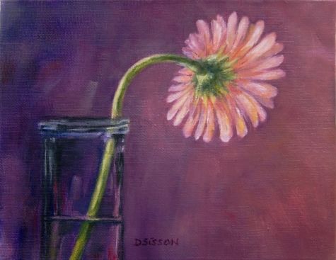 475x367 Single Gerbera Oil Painting Daisy Flower Still Life Art Original - Single Flower Oil Painting