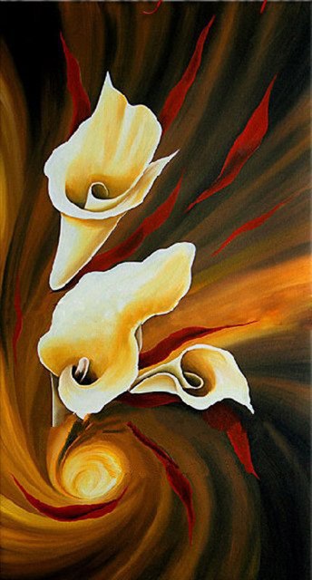 344x640 Single Wall Art Hand Painted Abstrac Lily Flower Oil Painting - Single Flower Oil Painting