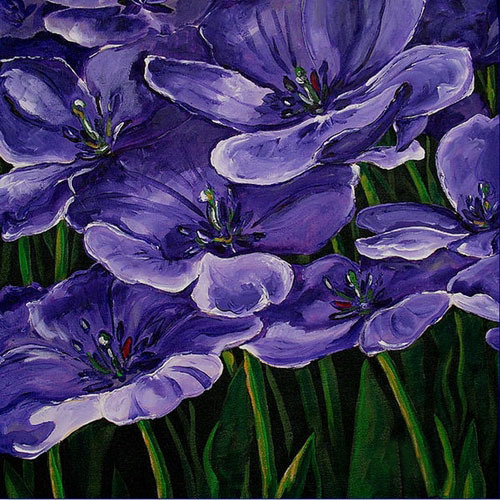 500x500 Abstract Flower Hand Painted Oil Painting On Canvas Tds Cx480 - Single Flower Oil Painting