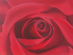 300x226 Red Rose Valentine Original Oil Painting 16x12 Single Flower - Single Flower Painting