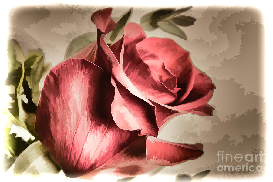 900x600 Single Red Rose Flower Painting In Sepia 3183.02 Painting By M K - Single Flower Painting