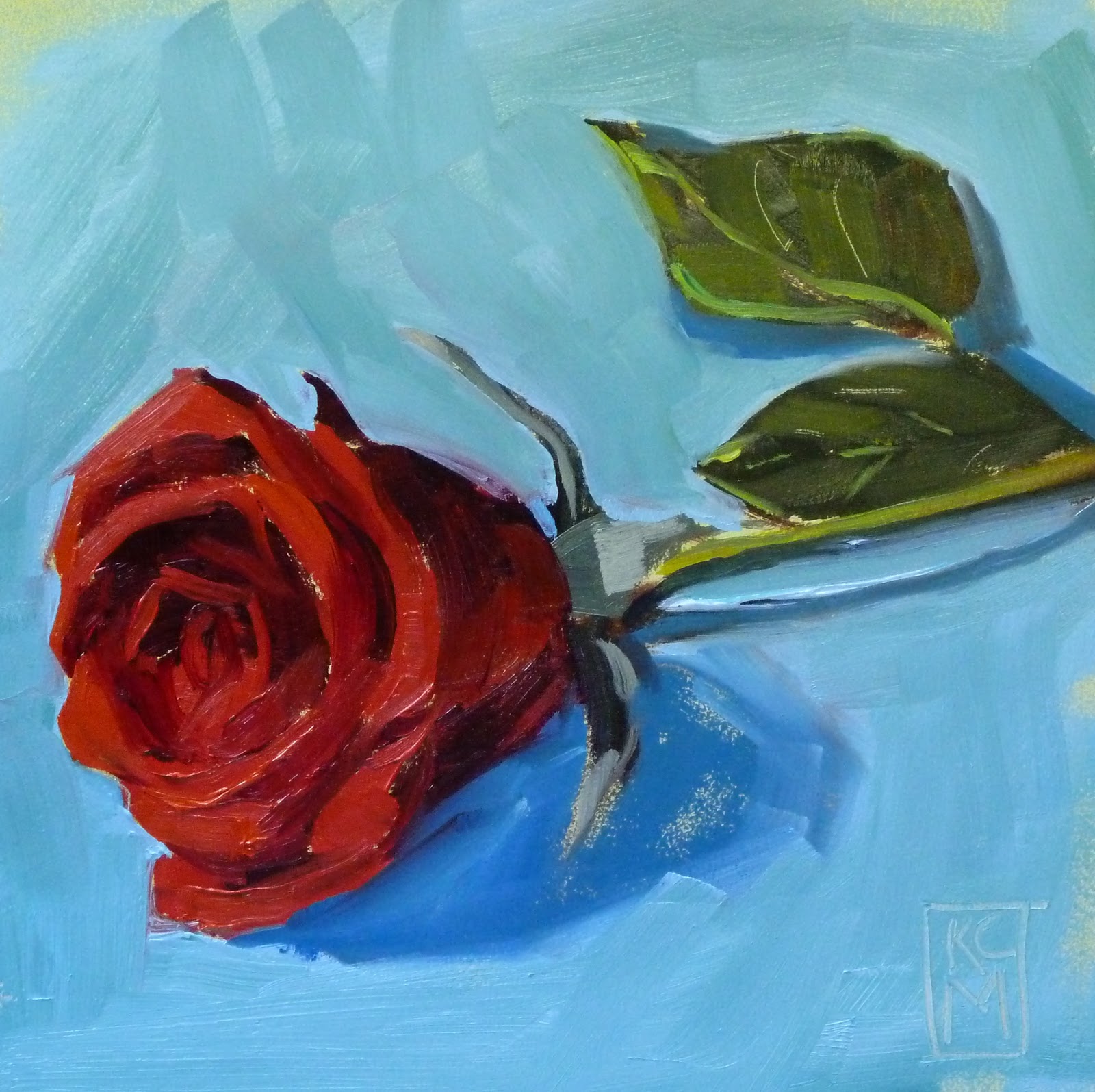 1600x1595 Kelley Macdonald's Paintings Single Rose, 6x6 Inches - Single Rose Painting