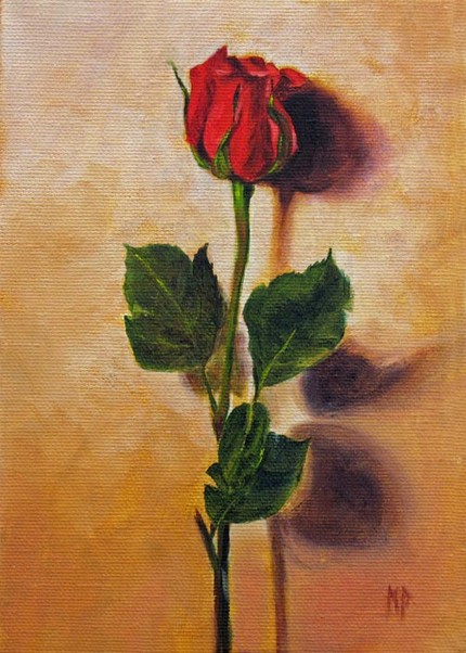 430x602 Marina Petro ~ Adventures In Daily Painting Red Rose Floral - Single Rose Painting