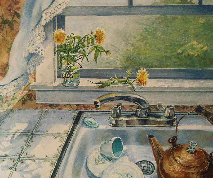 900x750 Kitchen Sink Painting By Joy Nichols - Sink Painting