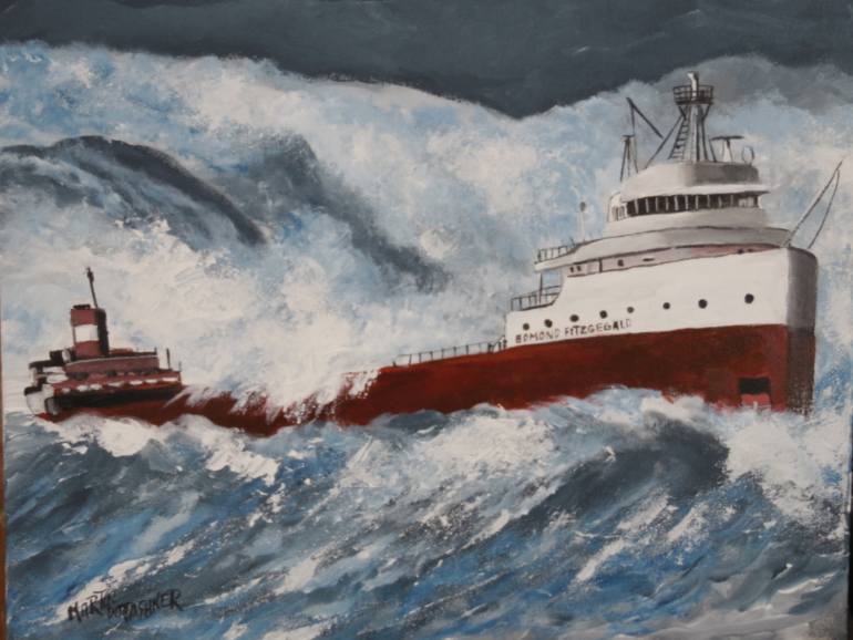 770x578 Saatchi Art The Sinking Of The Edmund Fitzgerald Painting By - Sinking Ship Painting