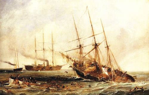 500x320 The Sinking Of The Alabama 1864 Painting Unkonwn Artist Oil - Sinking Ship Painting