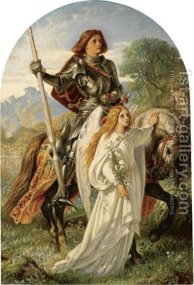 395x581 Sir Galahad And The Angel Sir Joseph Noel Paton Reproduction 1st - Sir Galahad Painting