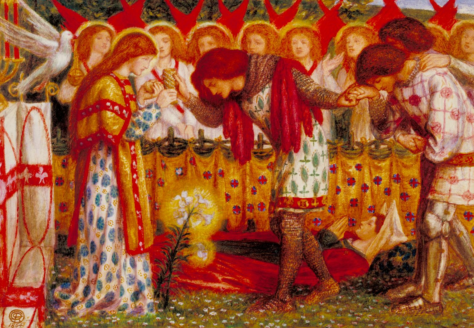 1536x1063 How Sir Galahad, Sir Bors And Sir Percival Were Fed With The Sanct - Sir Galahad Painting