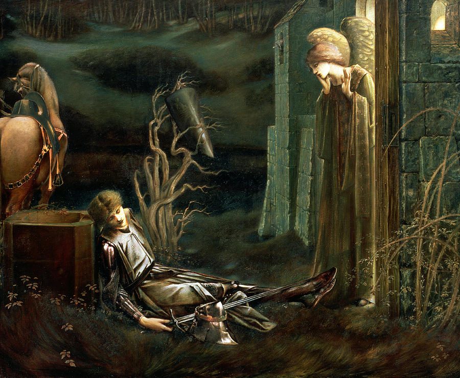 900x740 The Dream Of Sir Lancelot At The Chapel Painting By Sir Edward - Sir Lancelot Painting