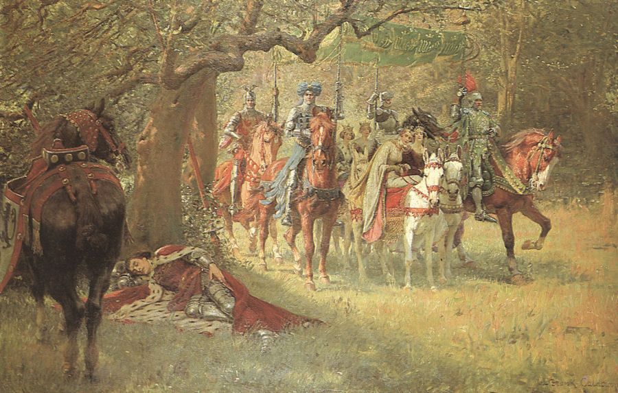 900x573 How Four Queens Found Sir Lancelot Sleeping (By William Frank - Sir Lancelot Painting