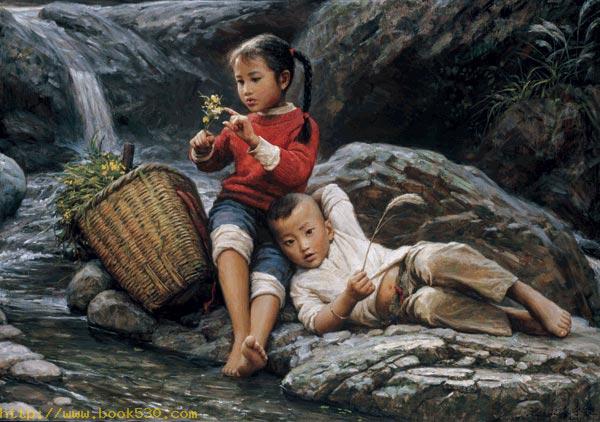 600x422 Sister And Brother Oil Painting - Sister Painting