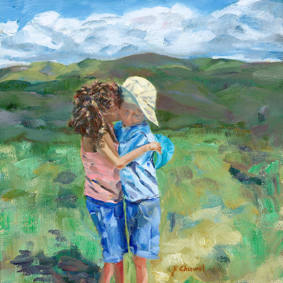 900x900 Brother And Sister Painting By Joe Chicurel - Sister Painting