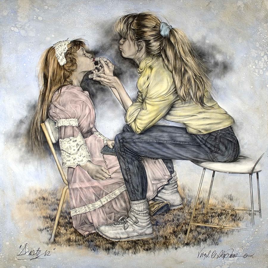 900x900 Sisters Painting By Virgil Stephens - Sisters Painting