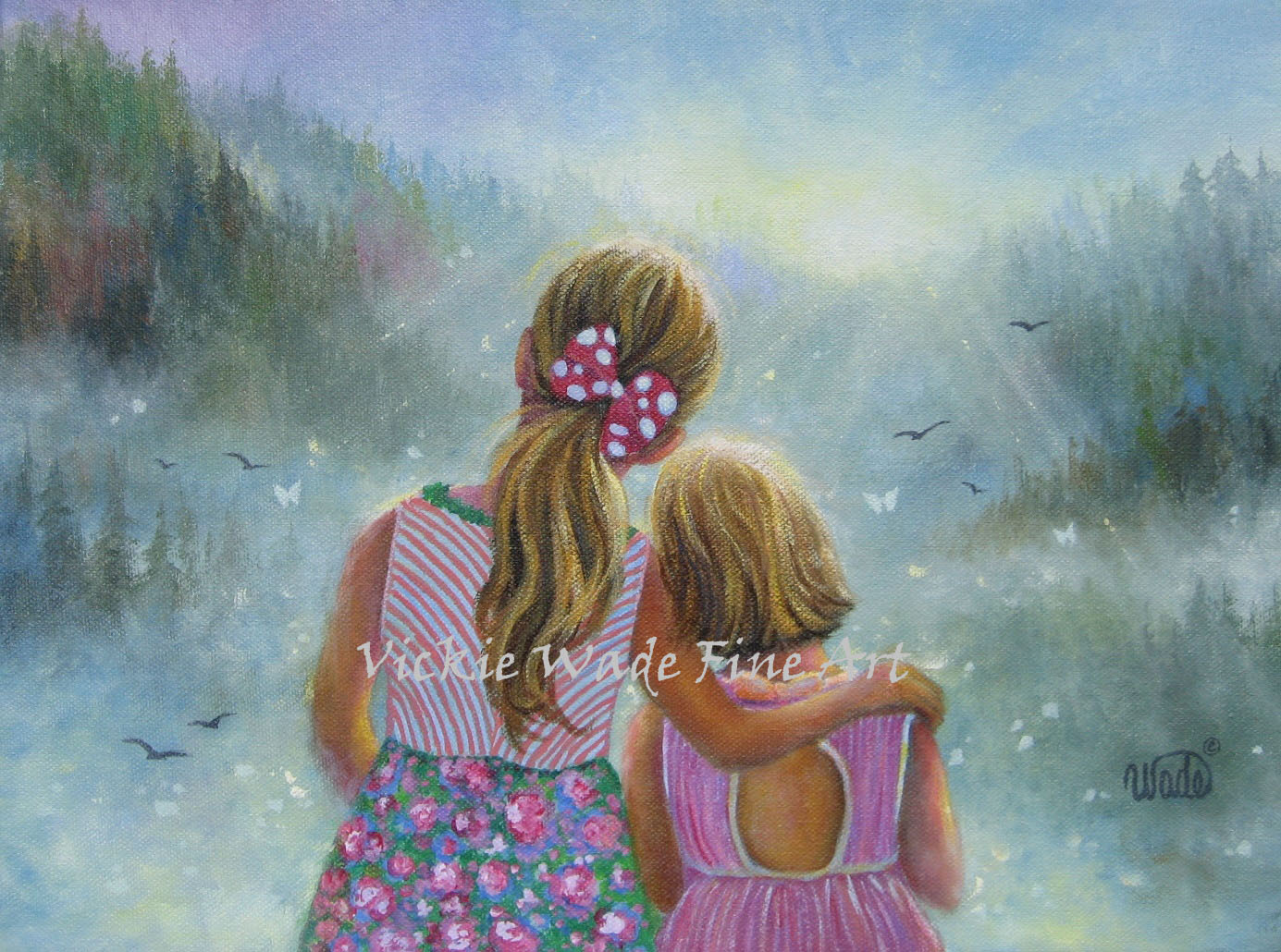 1385x1030 Sweet Sisters Of Summer Painting Vickie Wade Fine Art - Sisters Painting
