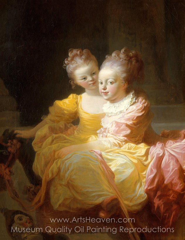 631x820 Reproduction Painting Jean Honore Fragonard The Two Sisters, Hand - Sisters Painting