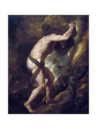 338x450 Sisyphus Art Print By Titian (Tiziano Vecelli) - Sisyphus Painting