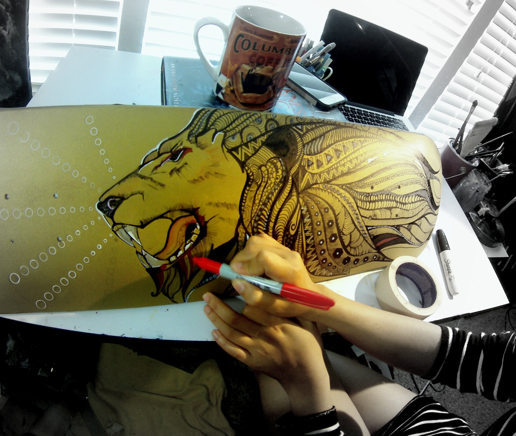 2141x1810 Lion Painting On A Skateboard Deck (Timelapse Painting) - Skate Painting