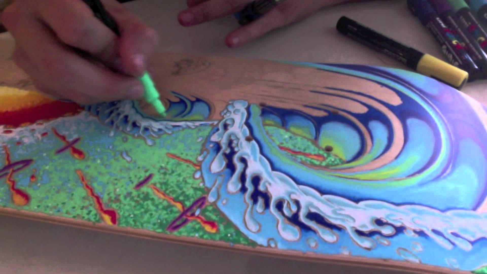 1920x1080 Painting A Skateboard With Posca Paint Pens - Skate Painting