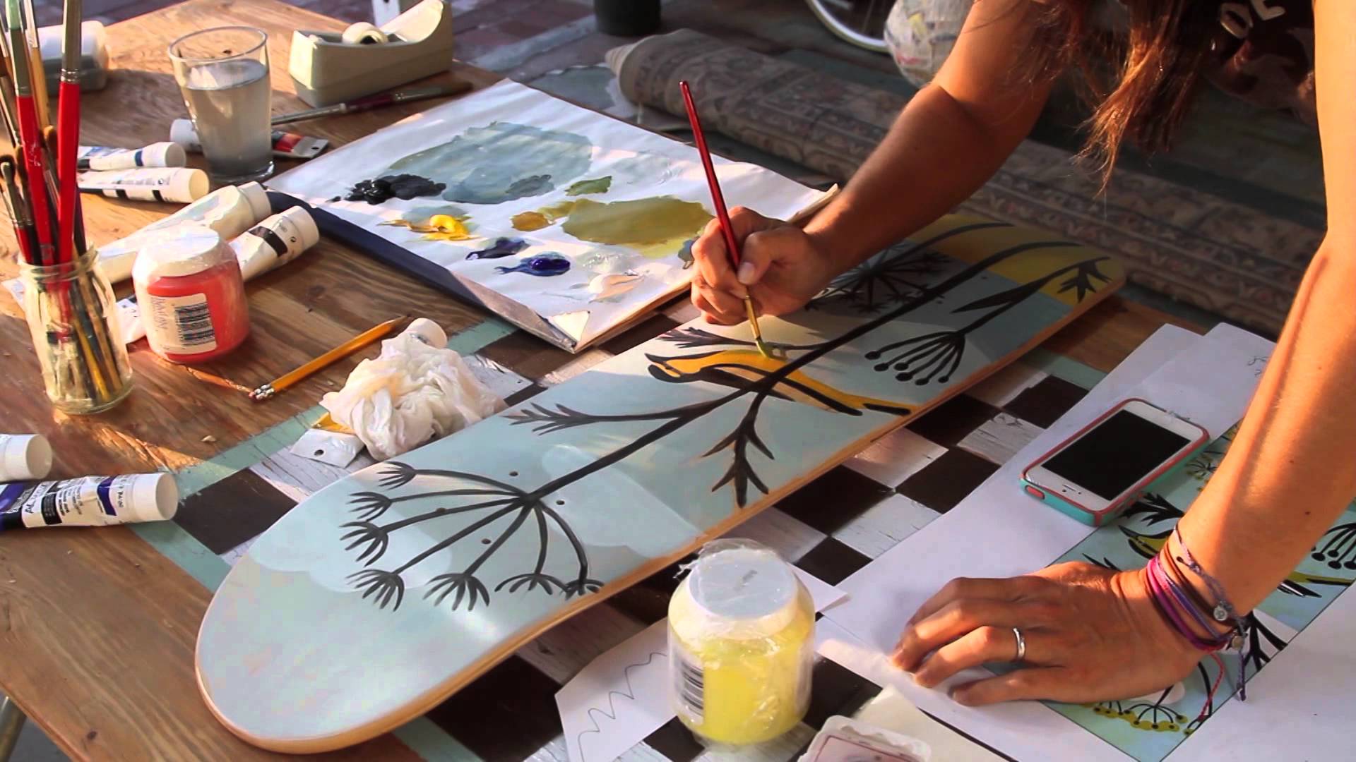 1920x1080 Painting A Skateboard Deck With Artist Cristina Byvik - Skateboard Painting