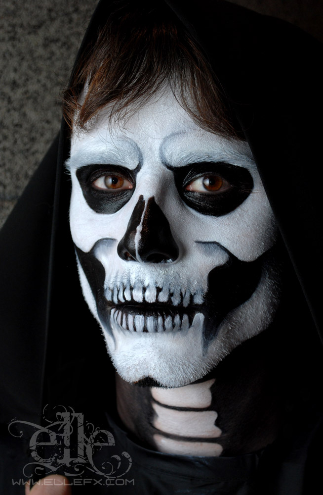 654x1000 Skull Face Paint By Ellefx - Skeleton Face Painting