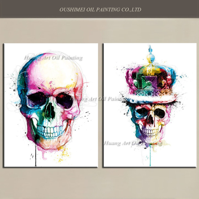 640x640 Hand Painted Modern Skeleton Oil Painting Decorative Picture - Skeleton Hand Painting