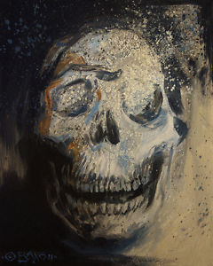 240x300 Skull Fungal Spore Horror Oil Painting - Skeleton Head Painting