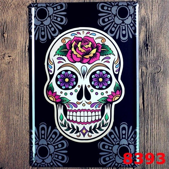 640x640 Sign Old Wall Metal Painting Skeleton Head Carteles De Metal - Skeleton Head Painting
