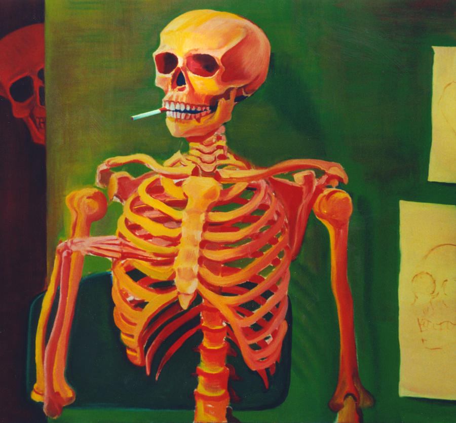 900x835 Skeleton Study 1977 Painting By Nancy Griswold - Skeleton Painting