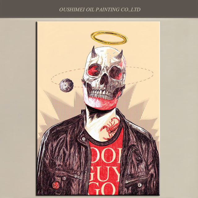 640x640 Hand Painted Calligraphy Christmas Gifts Canvas Painting Hells - Skeleton Painting