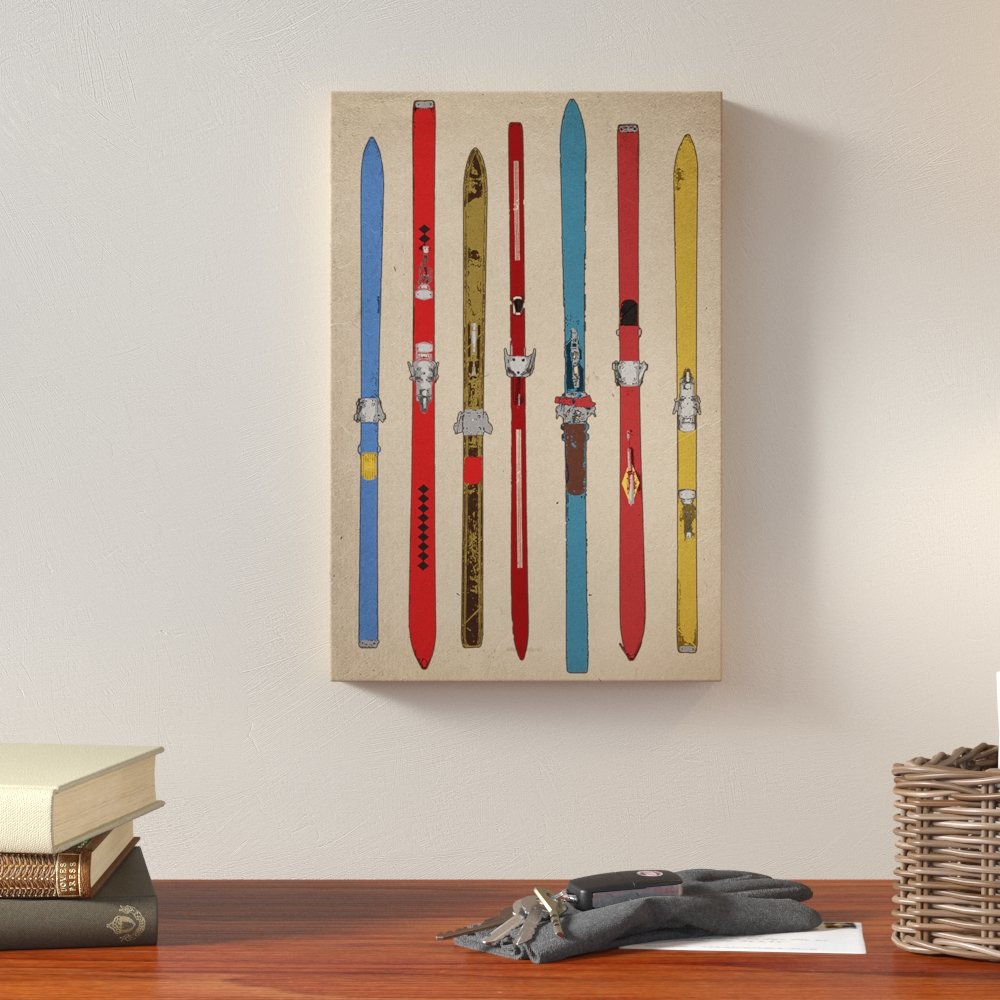 1000x1000 Loon Peak Vintage Skis Ii Painting Print On Wrapped Canvas - Skis Painting