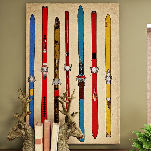 490x490 Vintage Skis Ii Painting Print On Wrapped Canvas East Lake Shore - Skis Painting
