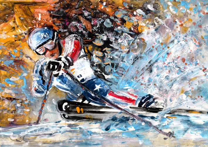 709x502 Gallery Of Colorful Winter Sport Paintings By Miki De Goodaboom - Skis Painting