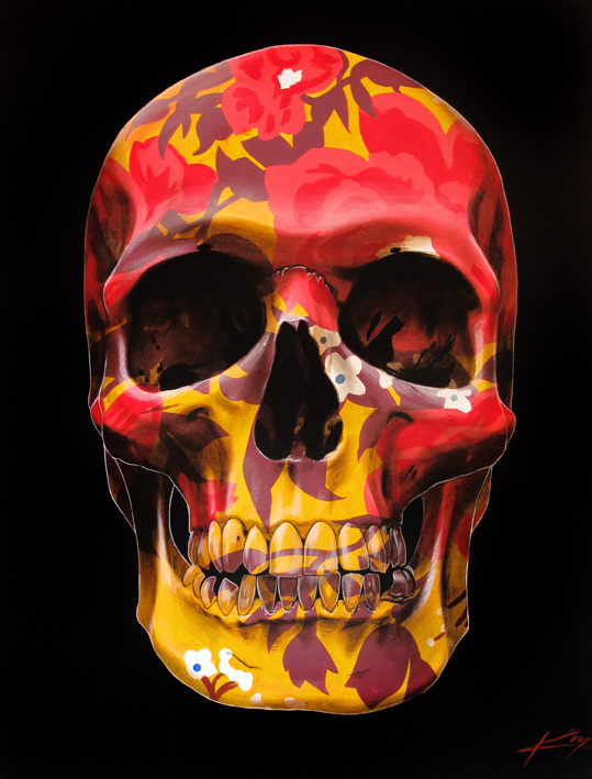 539x709 Painted Skulls By Gerrard King - Skull And Roses Painting