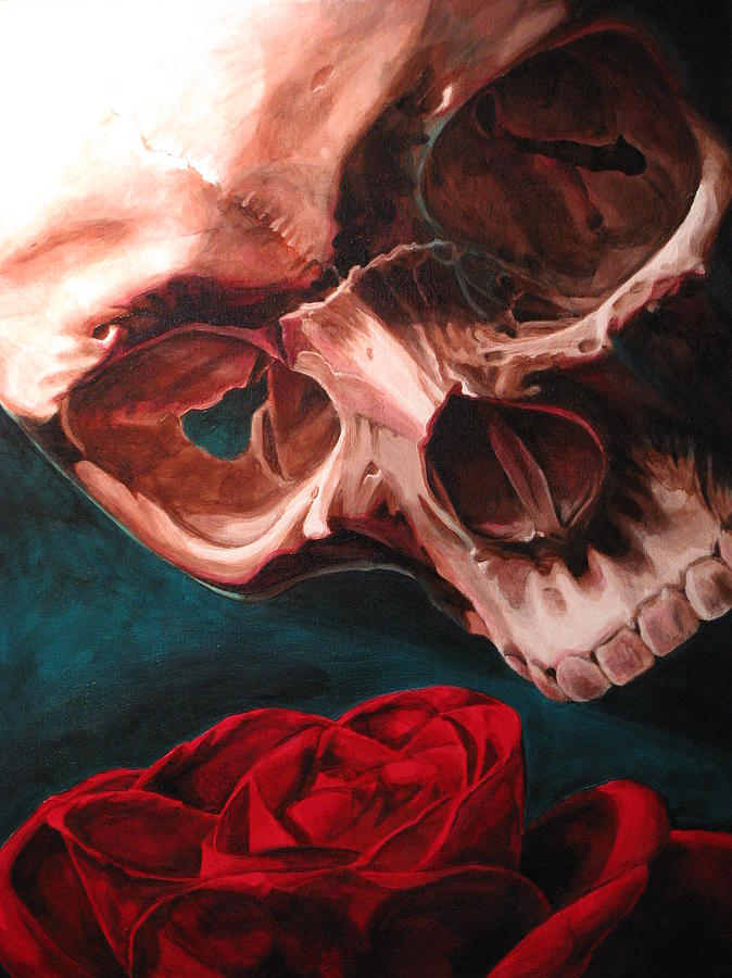 674x900 Skull And Roses Paintings Fine Art America - Skull And Roses Painting