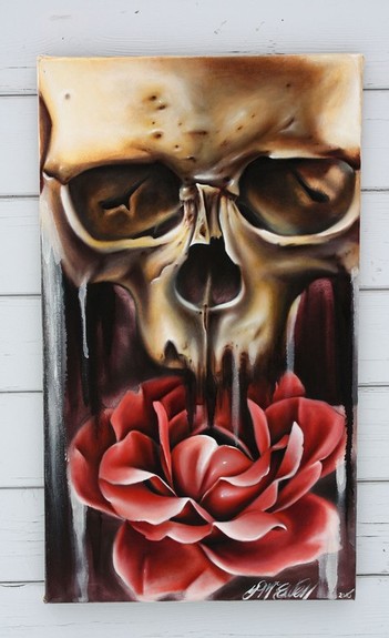 351x575 Tattoo Inspiration - Skull And Roses Painting