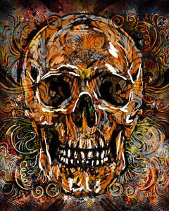 240x300 Skull Art Print, Sugar Skull Canvas, Day Of The Dead Painting Ebay - Skull Art Painting