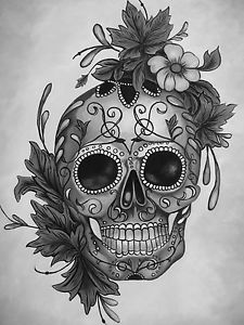 225x300 Human Skull Art Painting Contemporary Gothic Black White A1 Size - Skull Art Painting