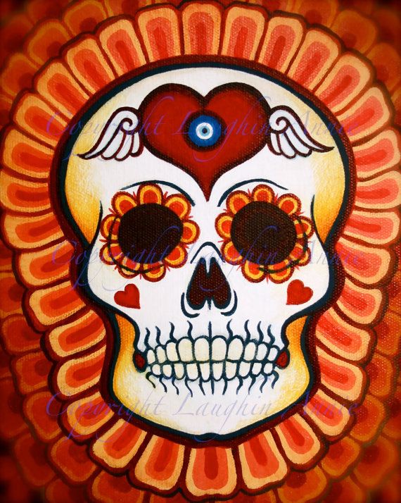 570x714 Custom Skull Art Painting On Canvas Canvases, Sugar - Skull Art Painting