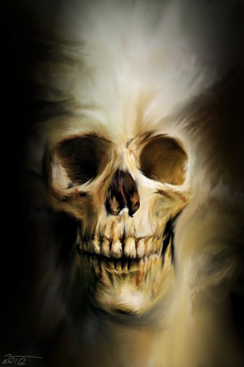 500x751 Demon Skull - Skull Art Painting