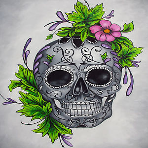 300x300 39 Canvas Print Gothic Skull Flower Art Painting Street Modern - Skull Flower Painting