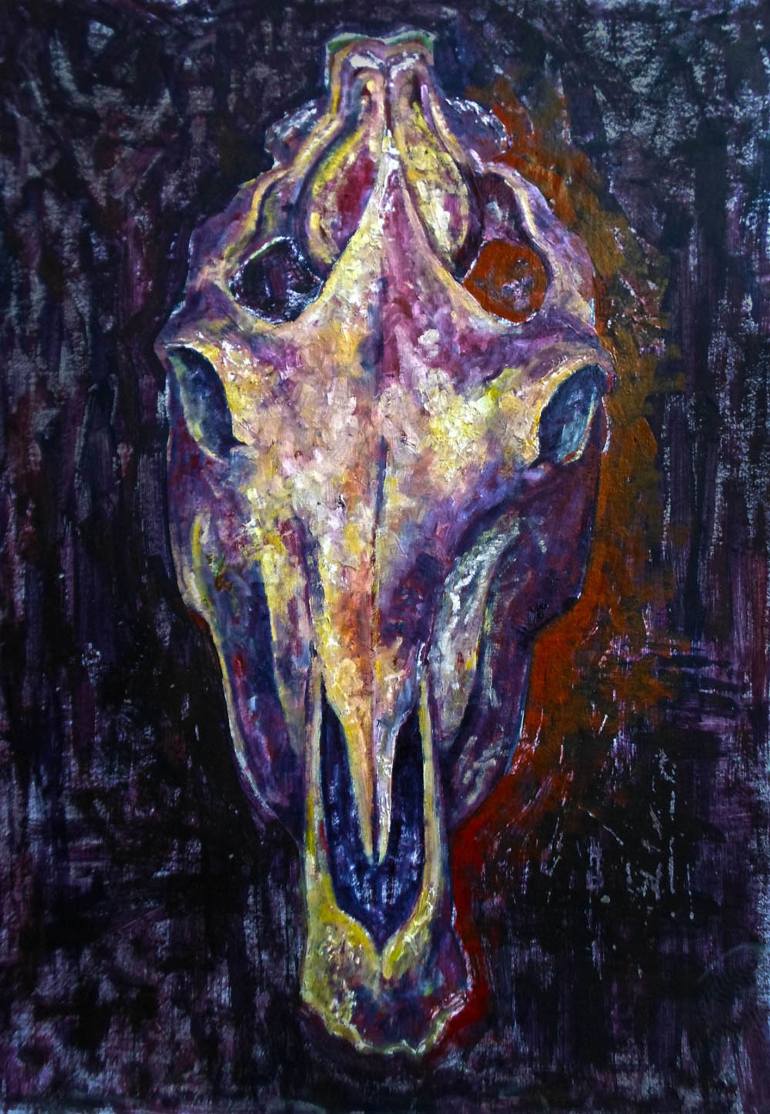 770x1114 Saatchi Art Horse Skull Painting By Alex Popa - Skull Painting