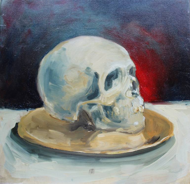 770x748 Saatchi Art Human Skull Painting By Luchit Dumitrana - Skull Painting