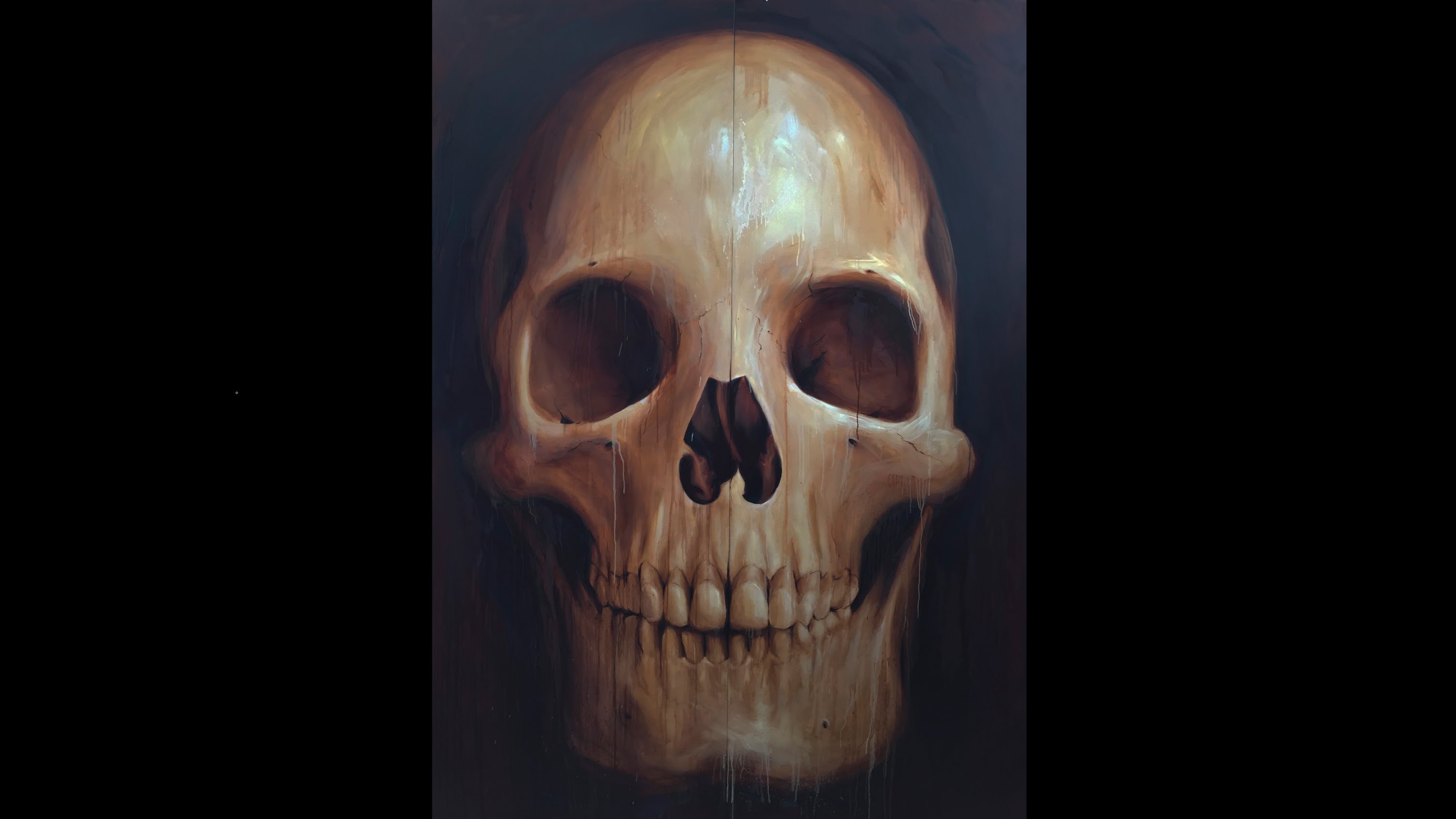 3000x1688 Skull Oil Painting Timelapse - Skull Painting