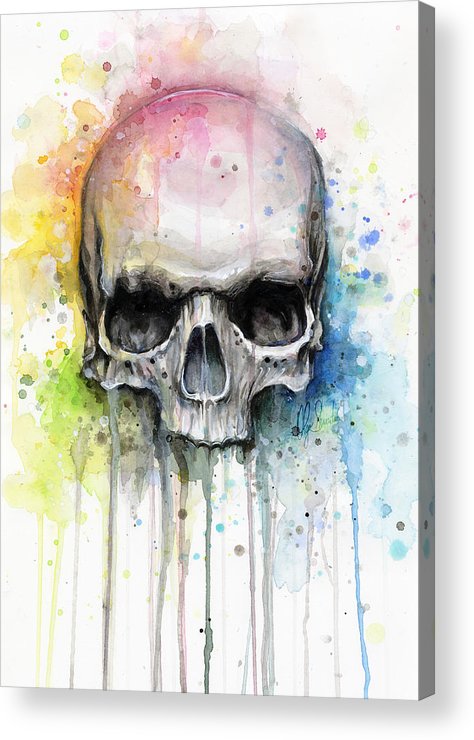 474x740 Skull Watercolor Painting Acrylic Print By Olga Shvartsur - Skull Painting Acrylic