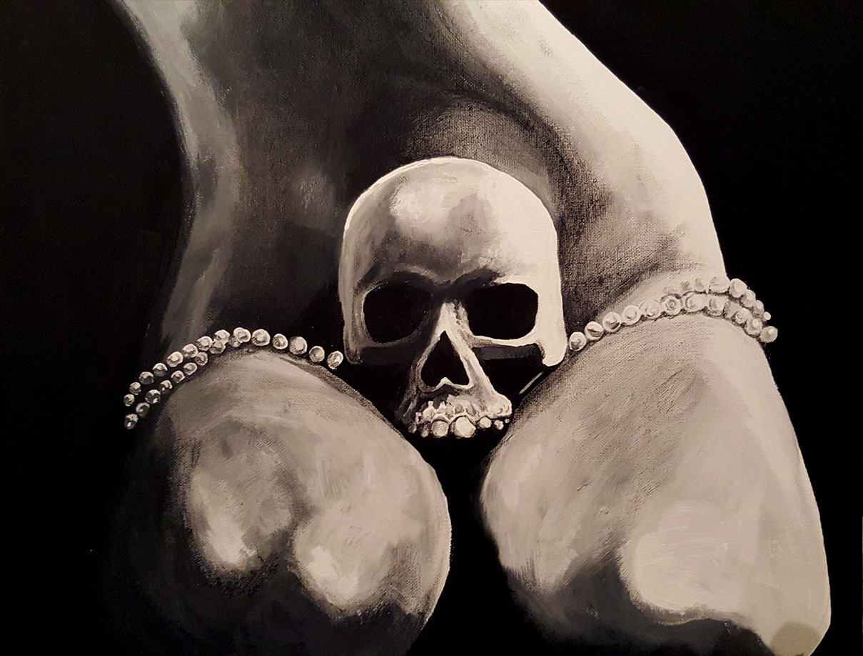 1209x918 Skull In Lap - Skull Painting Acrylic